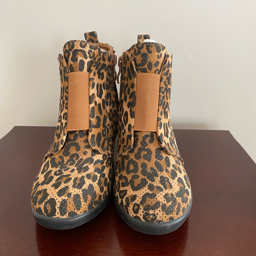 Leopard wedge boots. New never worn. Size 5 1/2